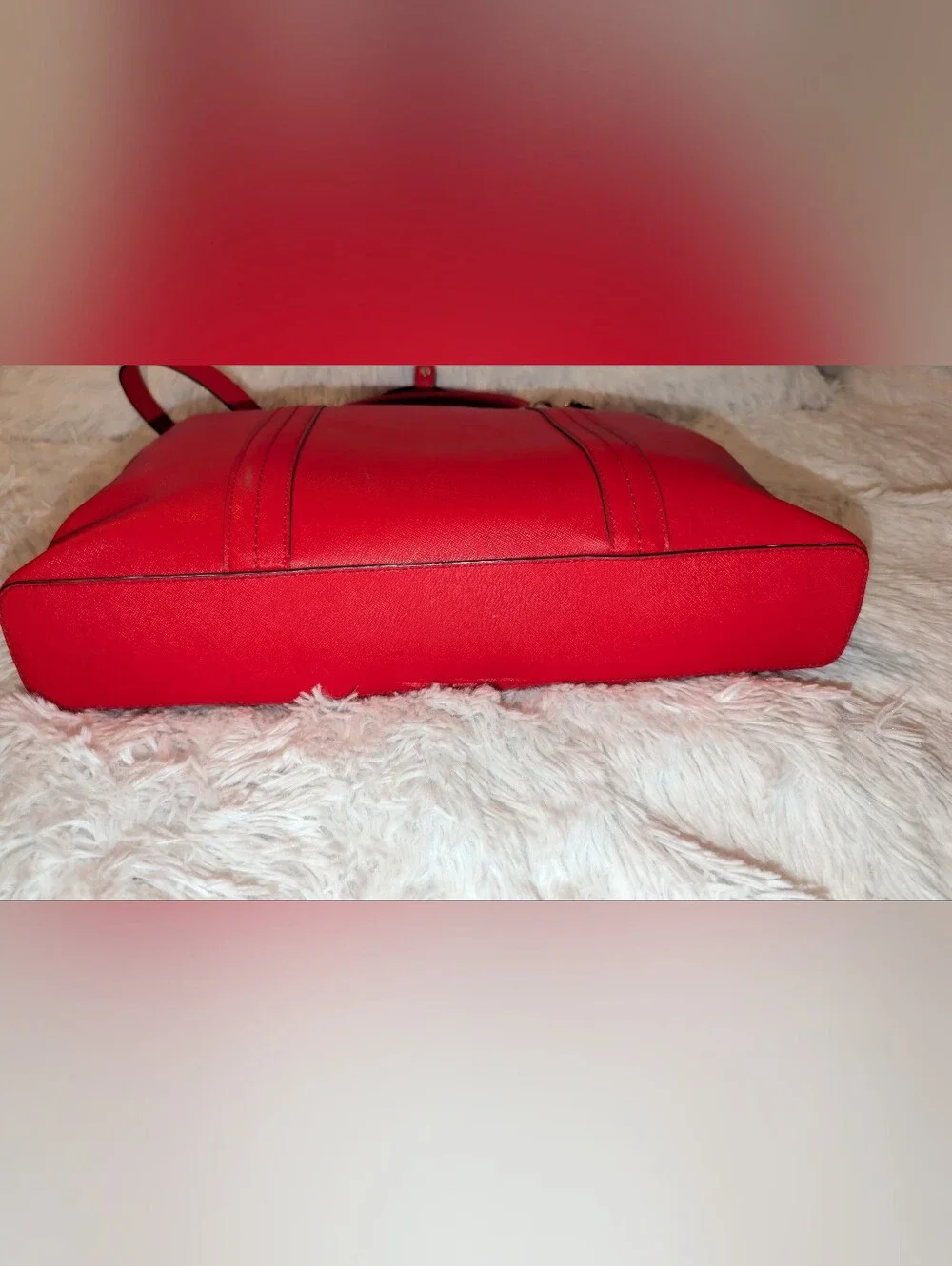 Henri Bendel West 57th Saffiano Leather Briefcase Laptop Bag Red VGC